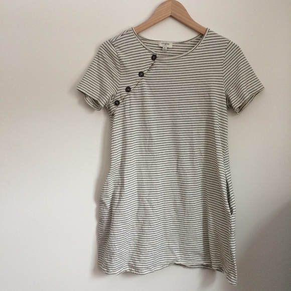 Umgee Striped T-shirt Dress w/ Pockets - Picture 1 of 6